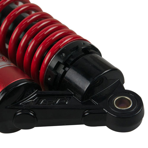 ラスト一点！RFYサスペンション（リアサス）タンク付バイク320ｍｍ汎用 レッド RFY320mm タンク付リアショック（リアサスペンション）黒×紫