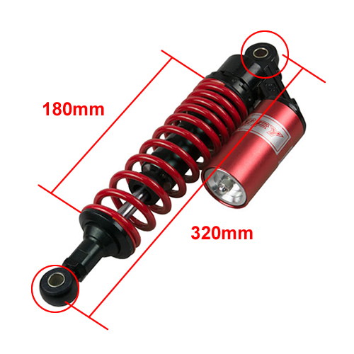 リアサスペンション タンク 320mm ブラックレッド - バイク