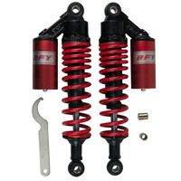 ラスト一点！RFYサスペンション（リアサス）タンク付バイク320ｍｍ汎用 レッド RFY320mm タンク付リアショック（リアサスペンション）黒×紫