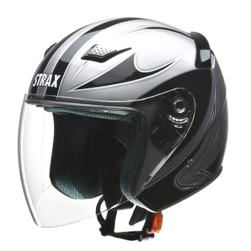 STRAX(ストラックス) SJ-9 ジェットヘルメット シルバー L - バイク