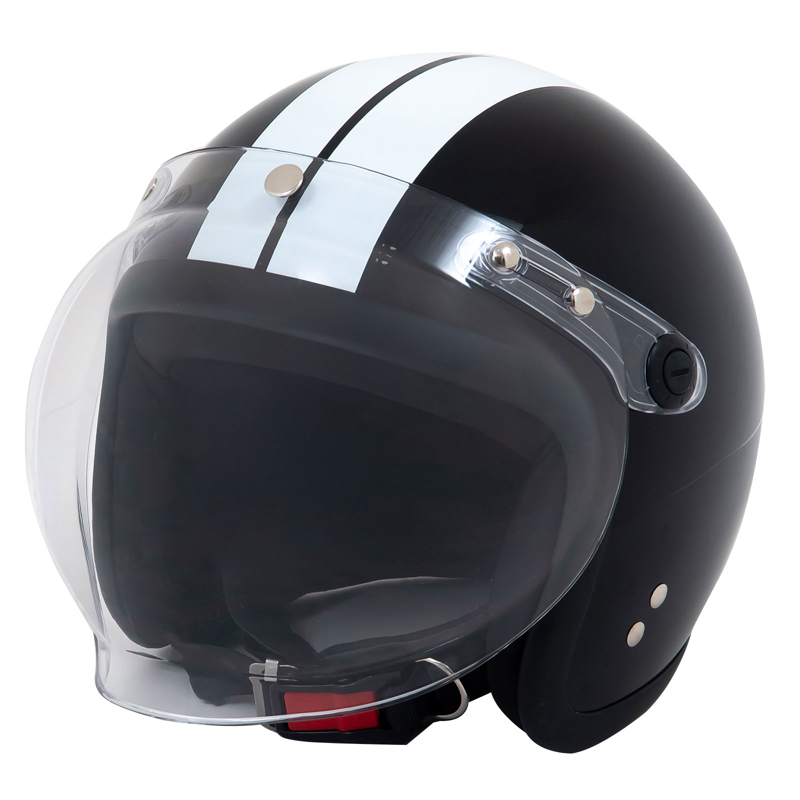 スモールジェットヘルメット 回転BBシールド付 ブラック/ホワイト - バイク