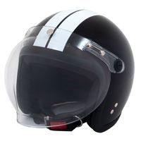 スモールジェットヘルメット 回転BBシールド付 ブラック/ホワイト - バイク