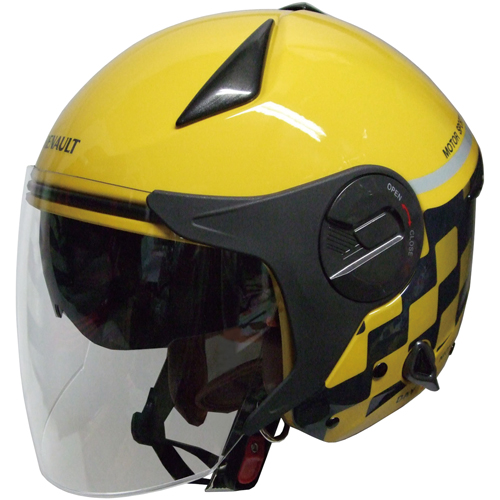 RN-999W ルノー Wシールドジェットヘルメット イエロー - バイク