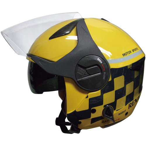 RN-999W ルノー Wシールドジェットヘルメット イエロー - バイク