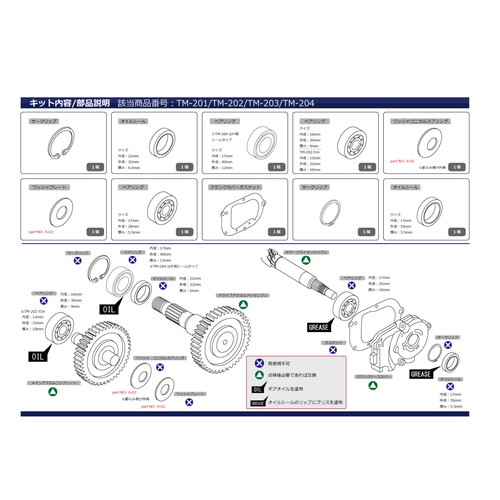 ファイナルギアベアリング交換キット ライブDIO/DIOチェスタ - バイク