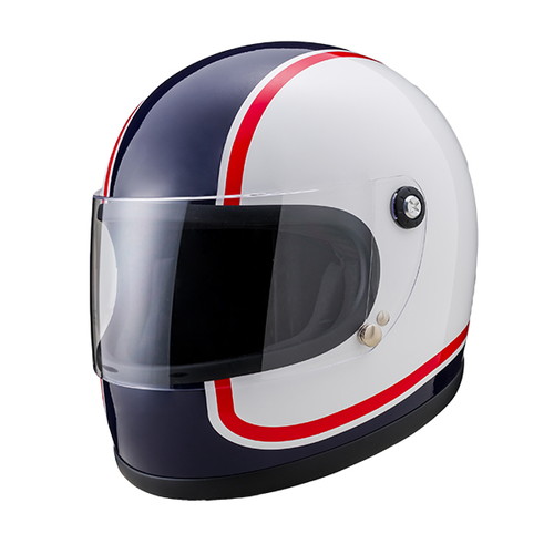ニューレトロフルフェイスヘルメット XL 750青 - バイク