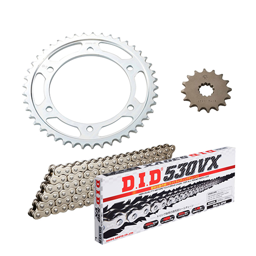 チェーン&前後スプロケット シルバー 3点交換セット ゼファー1100(92