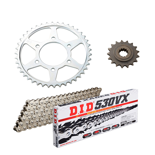 チェーン&前後スプロケット シルバー 3点交換セット ZRX1200R(01-08