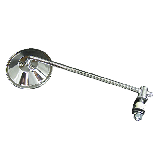000206 4in ロングステムラウンドミラー クランプ付き クローム - バイク