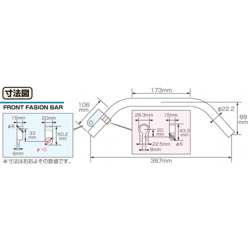 フロントファッションバー ブラック スーパーカブ50-プロ/スーパーカブ
