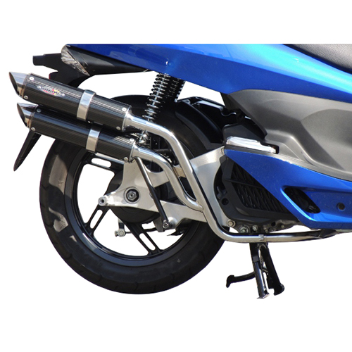 ベリアル　2本出し　WGPラプターNT PCX125 JF28 後期 WGPラプターS 2型PCX125 ブラックカーボン - バイク
