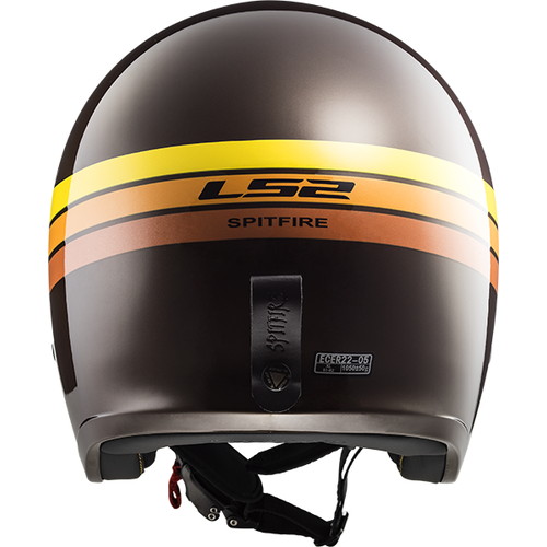 LS2 AS1 ジェットヘルメット イエロー・オレンジ SPITFIRE スモールジェット ブラウン オレンジ イエロー L - バイク