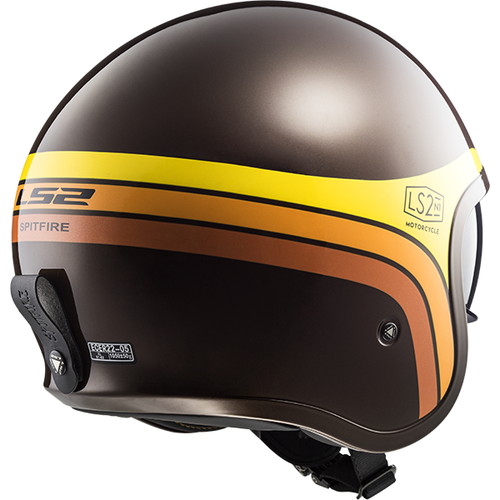 LS2 ジェットヘルメット ブラウン【日本M〜Lサイズ】表記XLサイズ SPITFIRE スモールジェット ブラウン オレンジ イエロー L - バイク