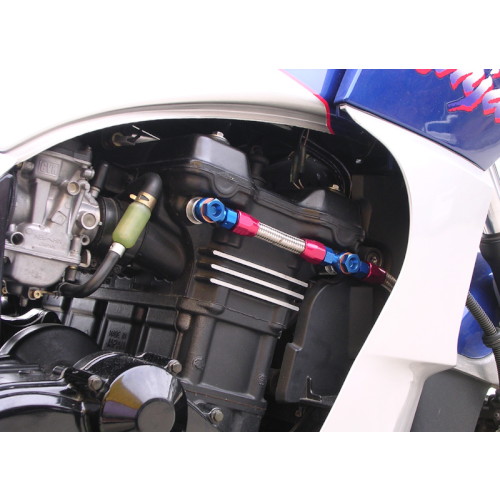 GPZ900R シリンダーヘッドバイパスキット ブルー/レッド ストレート/前