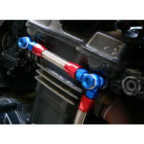 GPZ900R シリンダーヘッドバイパスキット ブルー/レッド ストレート/前