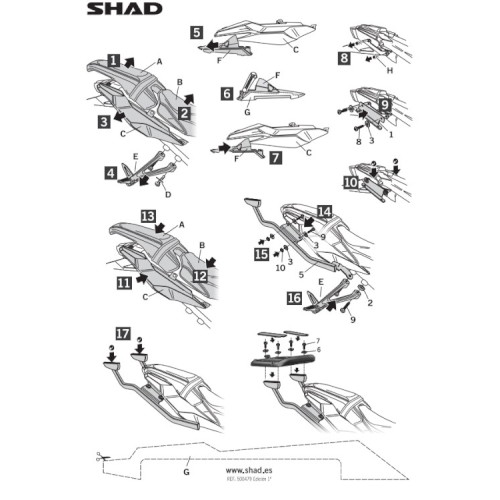 SHAD CB/CBR650R '19-'21 トップマスター3Pシステム 3Pシステムフィッティングキット CB650R/CBR650R(19-20) - バイク