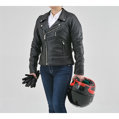 DL-003 レディースダブルライダースジャケット ブラック WM - バイク