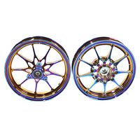 鍛造アルミホイール前後セット ブルー タイプ1 ディオDISK系 - バイク