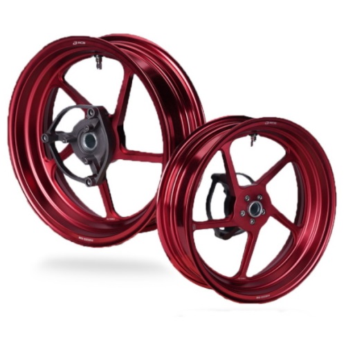 鍛造ホイール前後セット FG506 レッド NMAX125/155 - バイク
