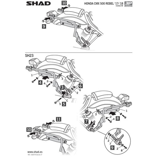レブル250 SHAD SH23 パニアケース 左右 ステー付き セット品】SH23