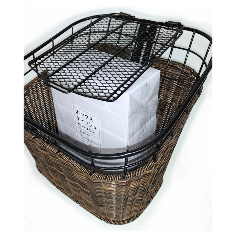 スクーター用籐風フロントバスケット ブラック - バイク