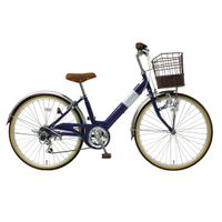 子供用自転車 ネイビー 前カゴ付き 直送】24型 子供用自転車 6段変速 前カゴ・ライト・後輪錠付き