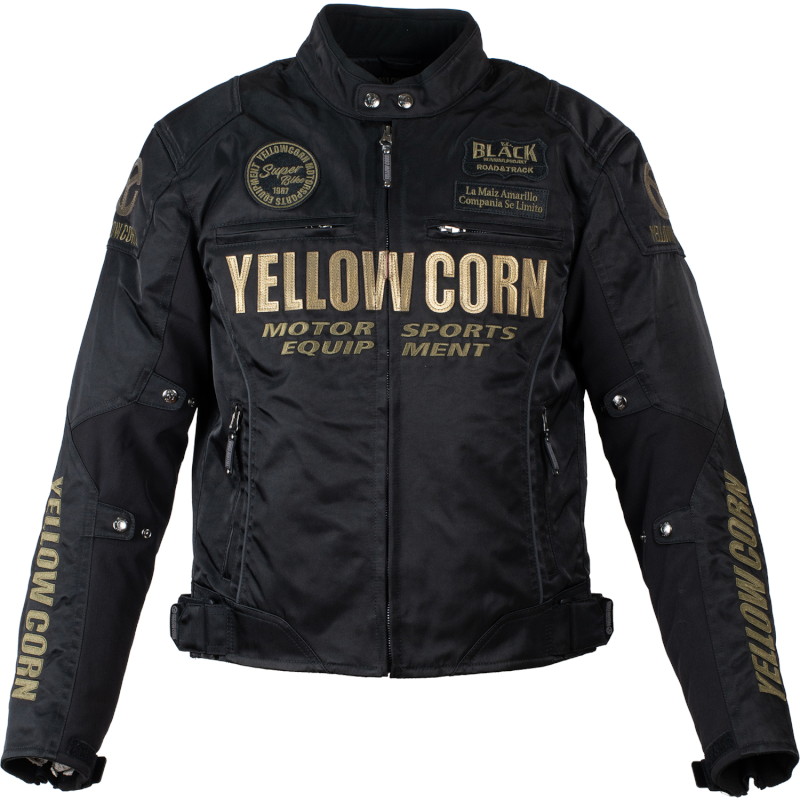 送料込●YELLOW CORN RACING ジャケットBB-3303 数回使用 YB-3303 ウィンタージャケット ブラック/ゴールド M - バイク