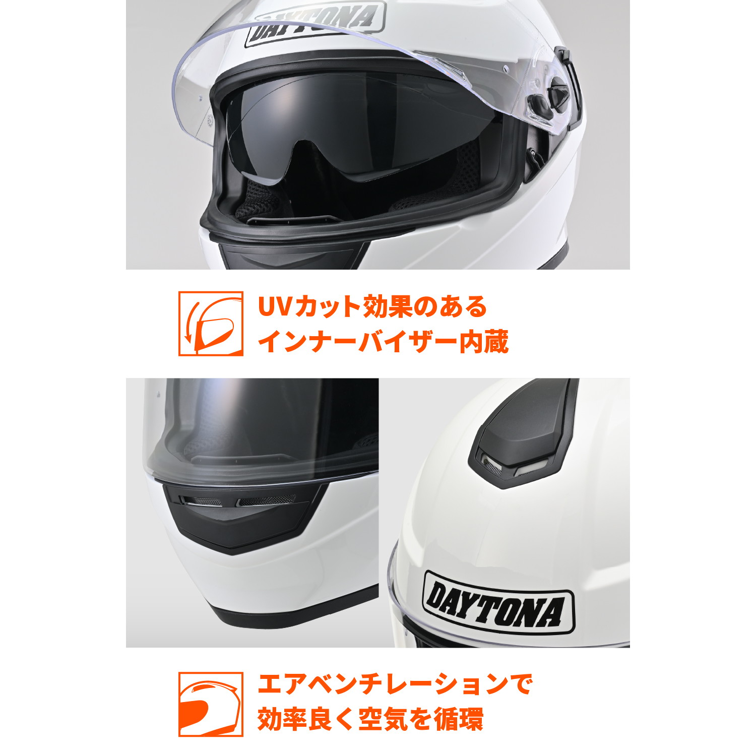 DN002CP フルフェイスヘルメット ホワイト L - バイク