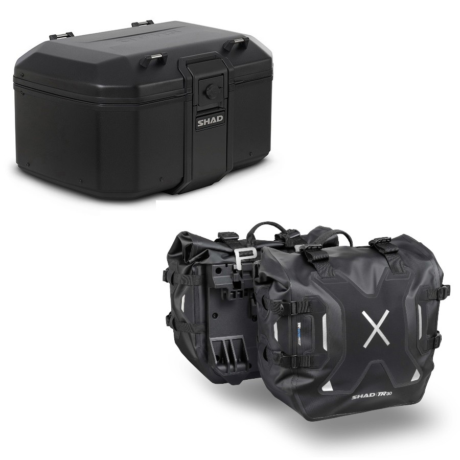 セット品】TR55 トップケース ピュアブラック+TR30 防水サイドバッグ