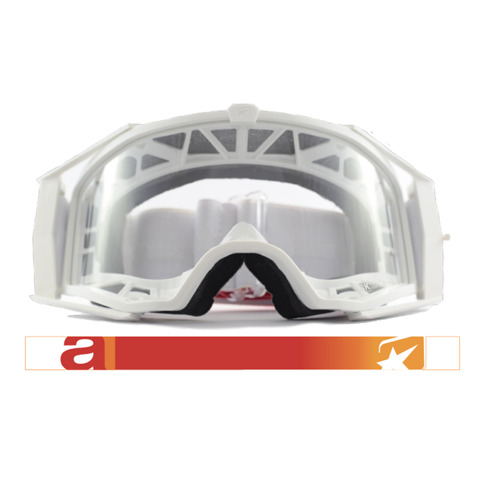 ariete　8K【ユーロフィット】ゴーグル 眼鏡対応 White/White 8K ユーロフィット ゴーグル シングルクリアレンズ ホワイト/レッド