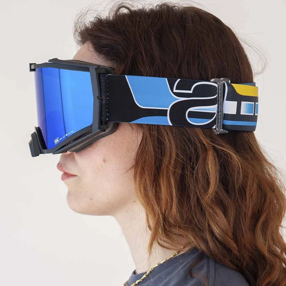 8K トップ ユーロフィット ゴーグル ブルーシングルレンズ ブラック