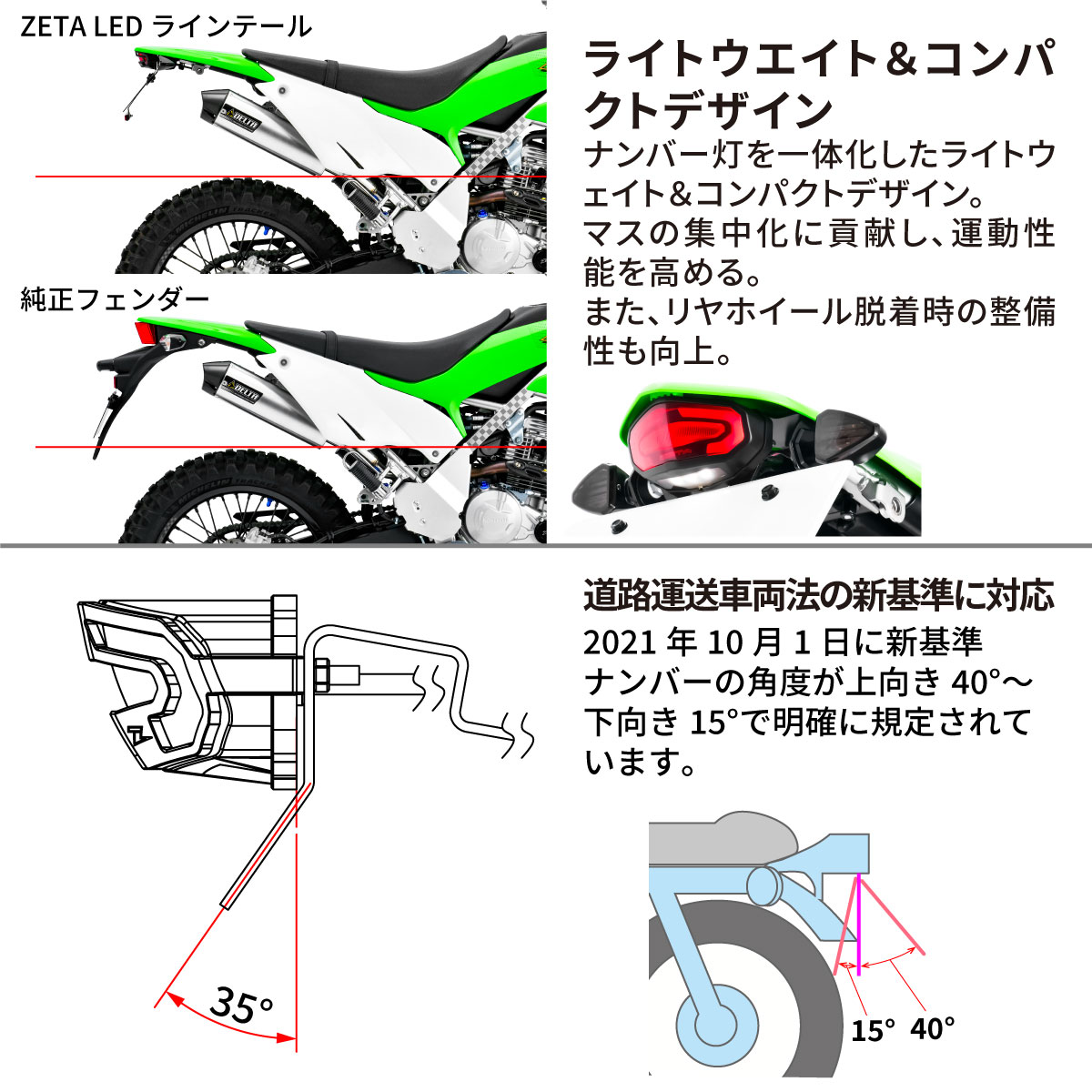 LEDラインテールライト レッド KLX230/SM/シェルパ - バイク