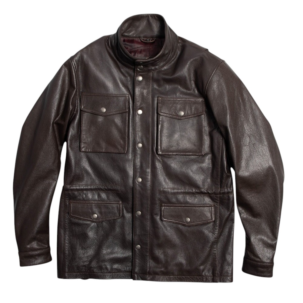 25WJ-2 ミドル丈レザージャケット メンズ ブラウン M - バイク 25WJ-2 ミドル丈レザージャケット メンズ ブラウン M - バイク