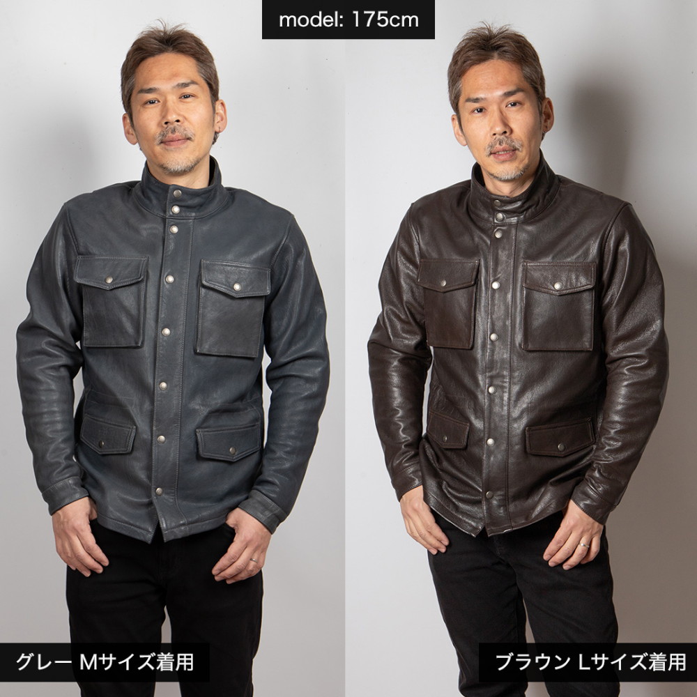 25WJ-2 ミドル丈レザージャケット メンズ ブラウン M - バイク
