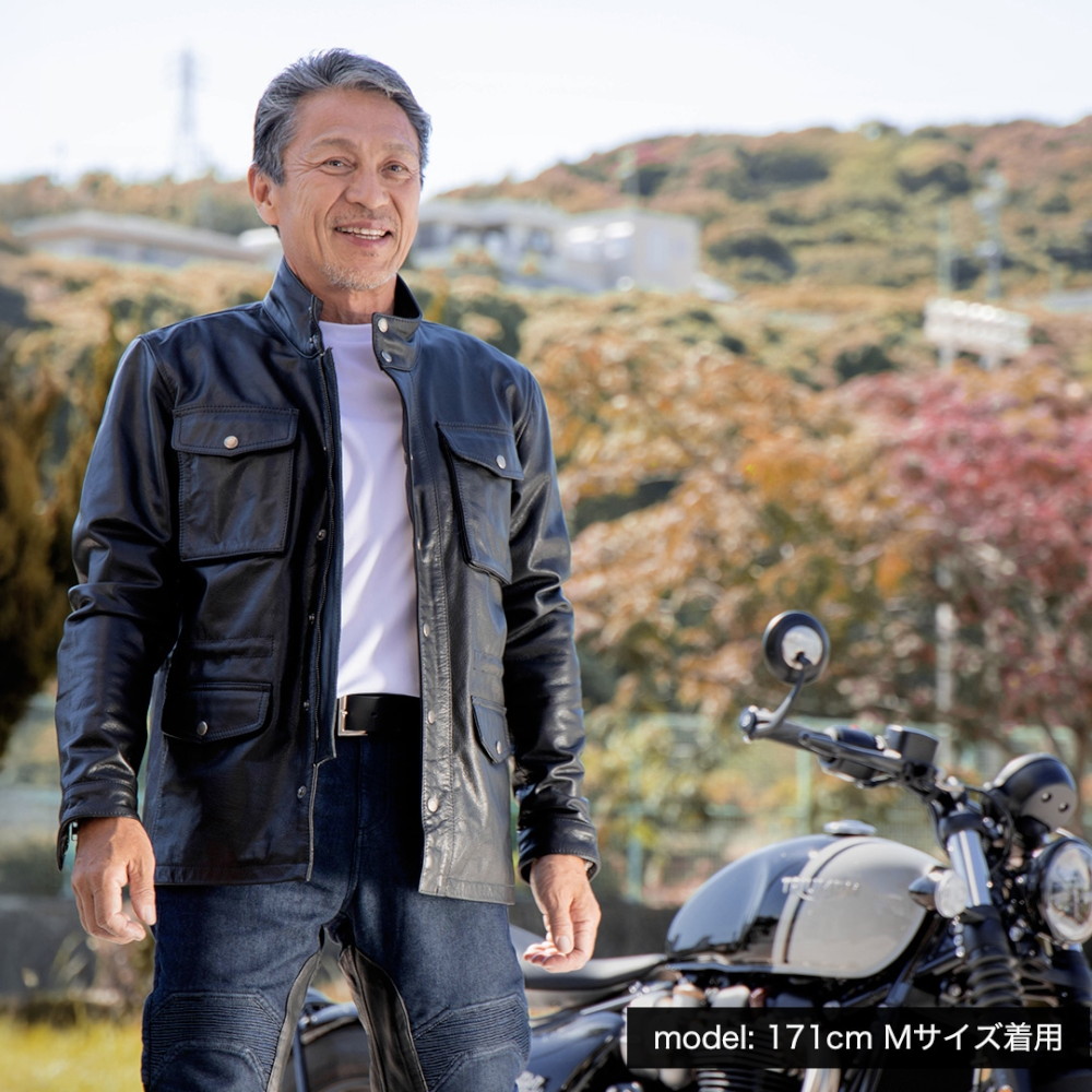 25WJ-2 ミドル丈レザージャケット メンズ ブラウン M - バイク