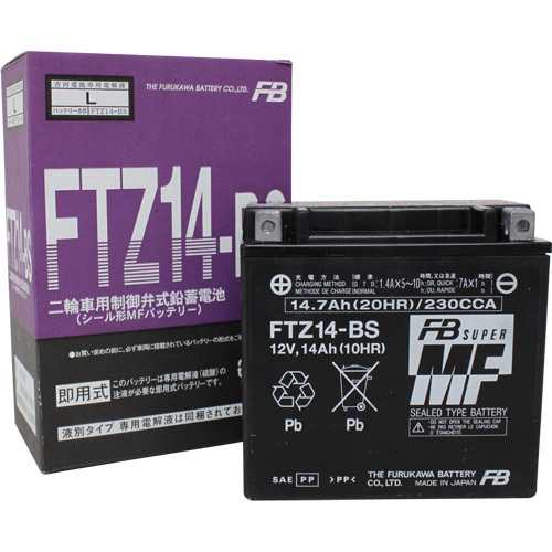 FTZ14-BS 制御弁式(VRLA)バッテリー - バイク