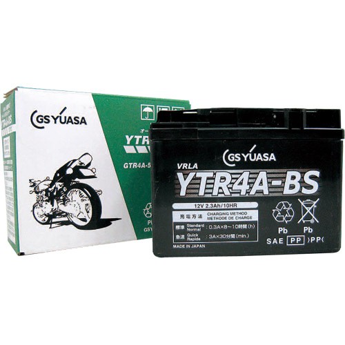 新品 バッテリー GSユアサ製 YTR4A-BS ジョルノ マグナ50 タクト ディオ ライブDIO ゴリラ モンキー ベンリィ スーパーカブ50 スクーター バイクバッテリー充電器+GSユアサYTR4A-BS セットバイク