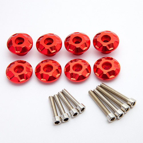 GROM アルミ削り出しボルトアクセワッシャー セット レッド - バイク